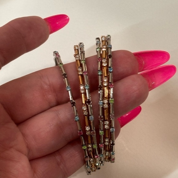 Bangle bracelet silver and gold tone rhinestone-Set - Picture 8 of 9